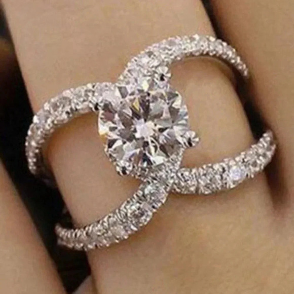 Cross Design Zircon Trendy Fashion Silver Rings for Women, EVGG1317 - Picture 1 of 3